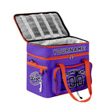 Custom Purple Orange All-Over Print Double Layer Insulated Cooler Bag - Waterproof 600D Oxford Picnic Tote for Team Events & Outdoor BBQ