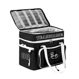 Custom Black White Double Layer Insulated Cooler Bag - 600D Oxford Waterproof Picnic Tote for Camping, Hiking & BBQ - Large Capacity Thermal Lunch Bag