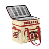Custom Cream Red All-Over Print Double Layer Insulated Cooler Bag - Waterproof 600D Oxford Picnic Tote for Team Events & Outdoor BBQ