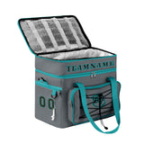Custom Gray Cyan Double Layer Insulated Cooler Bag - 600D Oxford Waterproof Picnic Tote for Camping, Hiking & BBQ - Large Capacity Thermal Lunch Bag