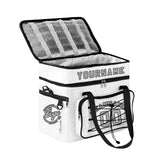Custom White Black All-Over Print Double Layer Insulated Cooler Bag - Waterproof 600D Oxford Picnic Tote for Team Events & Outdoor BBQ