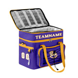 Portable Double Layer Cooler Bag - Waterproof Insulated Picnic Tote for Camping & Family Outings Purple Yellow