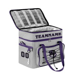 Custom Gray Purple Double Layer Insulated Cooler Bag - 600D Oxford Waterproof Picnic Tote for Camping, Hiking & BBQ - Large Capacity Thermal Lunch Bag