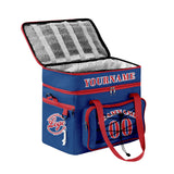 Custom Blue Red All-Over Print Double Layer Insulated Cooler Bag - Waterproof 600D Oxford Picnic Tote for Team Events & Outdoor BBQ