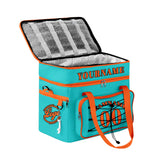 Custom Cyan Orange All-Over Print Double Layer Insulated Cooler Bag - Waterproof 600D Oxford Picnic Tote for Team Events & Outdoor BBQ