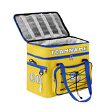 Custom Yellow Blue Double Layer Insulated Cooler Bag - 600D Oxford Waterproof Picnic Tote for Camping, Hiking & BBQ - Large Capacity Thermal Lunch Bag