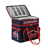 Custom Blue Red All-Over Print Double Layer Insulated Cooler Bag - Waterproof 600D Oxford Picnic Tote for Team Events & Outdoor BBQ