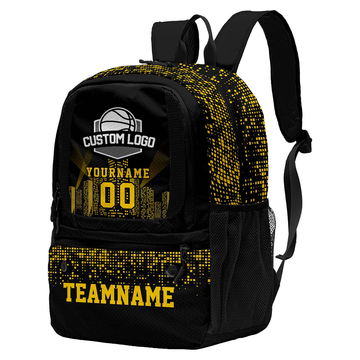 Custom Black Basketball Soccer Backpack Personalized Player Names - Numbers & Team Logo #150-BP-0914-0007