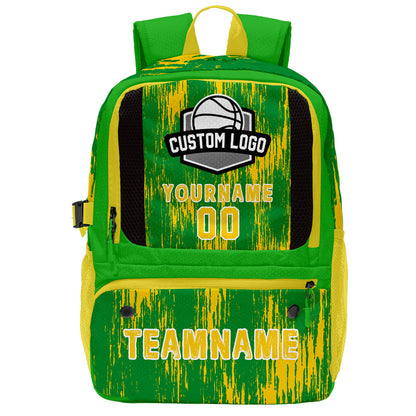 Custom Grass Green Lemon Yellow Basketball Soccer Backpack Personalized Player Names Numbers Team Logo #BB-0919-0015