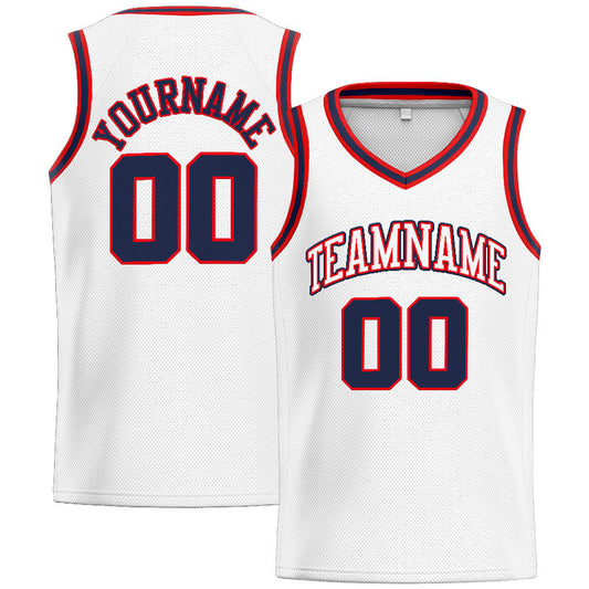 Custom Stitched Basketball Jersey for Men, Women And Kids White-Navy-Red