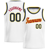 Custom Stitched Basketball Jersey for Men, Women And Kids White-Red-Navy-Yellow