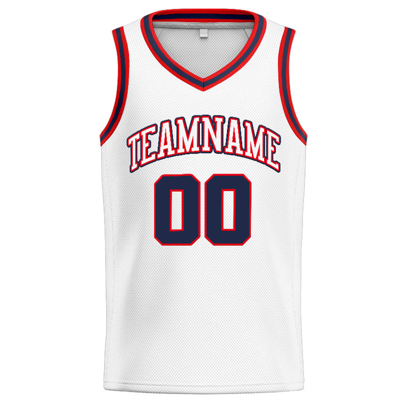 Custom Stitched Basketball Jersey for Men, Women And Kids White-Navy-Red