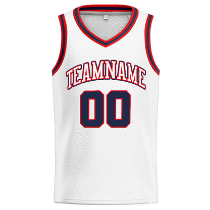 Custom Stitched Basketball Jersey for Men, Women And Kids White-Navy-Red