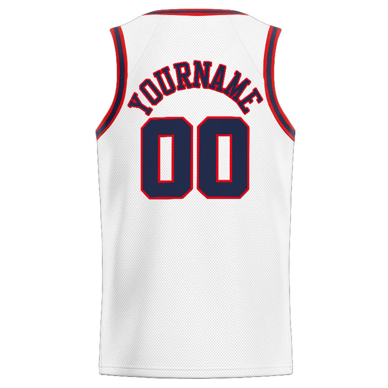 Custom Stitched Basketball Jersey for Men, Women And Kids White-Navy-Red