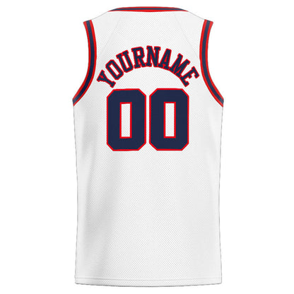 Custom Stitched Basketball Jersey for Men, Women And Kids White-Navy-Red