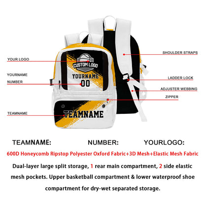 Custom Yellow Black Basketball Soccer Backpack Personalized Player Names - Numbers & Team Logo #150-BP-0914-0035