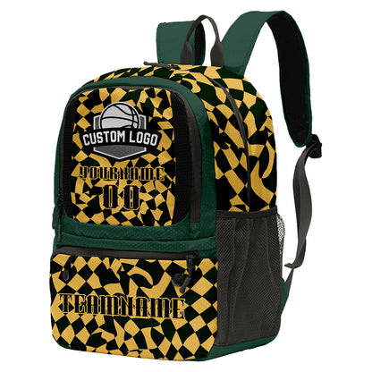 Custom Olive Green Gold Basketball Soccer Backpack Personalized Player Names Numbers Team Logo #BB-0919-0022
