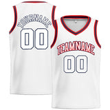 Custom Stitched Basketball Jersey for Men, Women And Kids White-Red-Navy