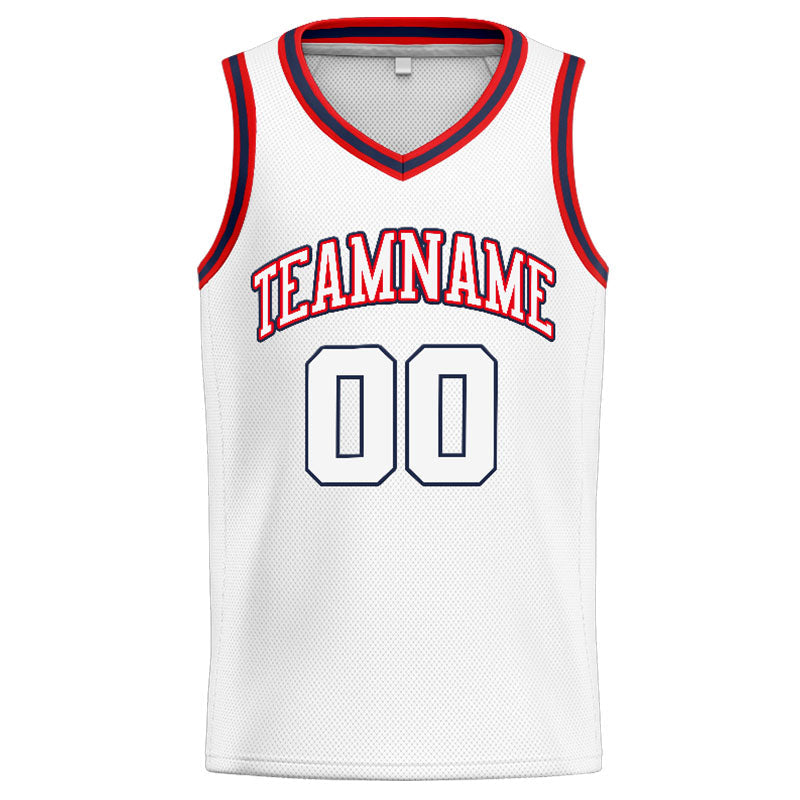 Custom Stitched Basketball Jersey for Men, Women And Kids White-Red-Navy