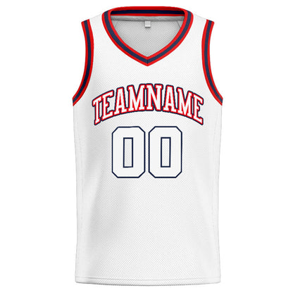 Custom Stitched Basketball Jersey for Men, Women And Kids White-Red-Navy