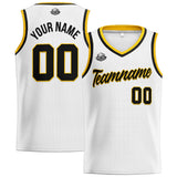 Custom Stitched Basketball Jersey for Men, Women  And Kids White-Black-Yellow