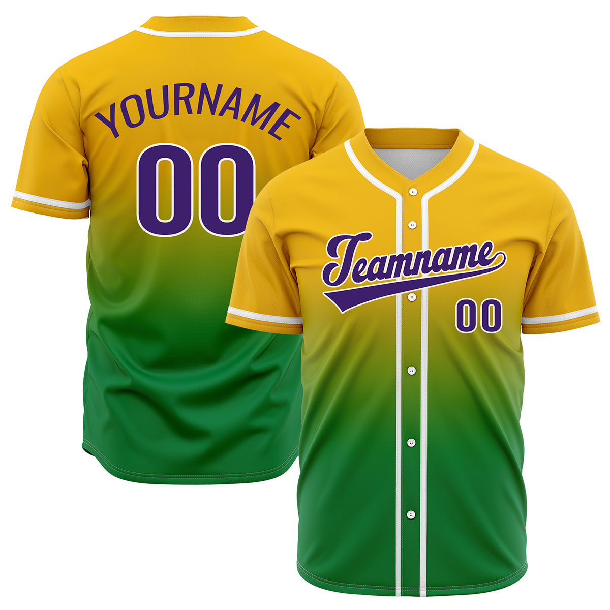 Custom Yellow Green Hip Hop Baseball Jersey Stitched Printed - Personalized Name Number Shirts #BB-0919-0095