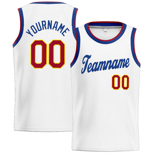 Custom Stitched Basketball Jersey for Men, Women And Kids White-Blue-Red-Yellow