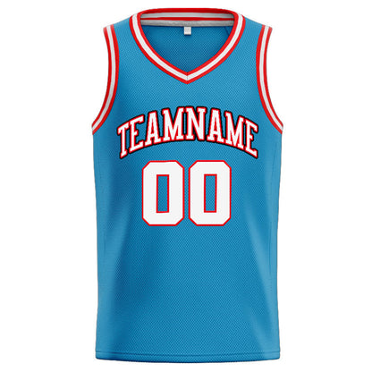 Custom Stitched Basketball Jersey for Men, Women And Kids Aqua-White-Red