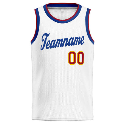 Custom Stitched Basketball Jersey for Men, Women And Kids White-Blue-Red-Yellow