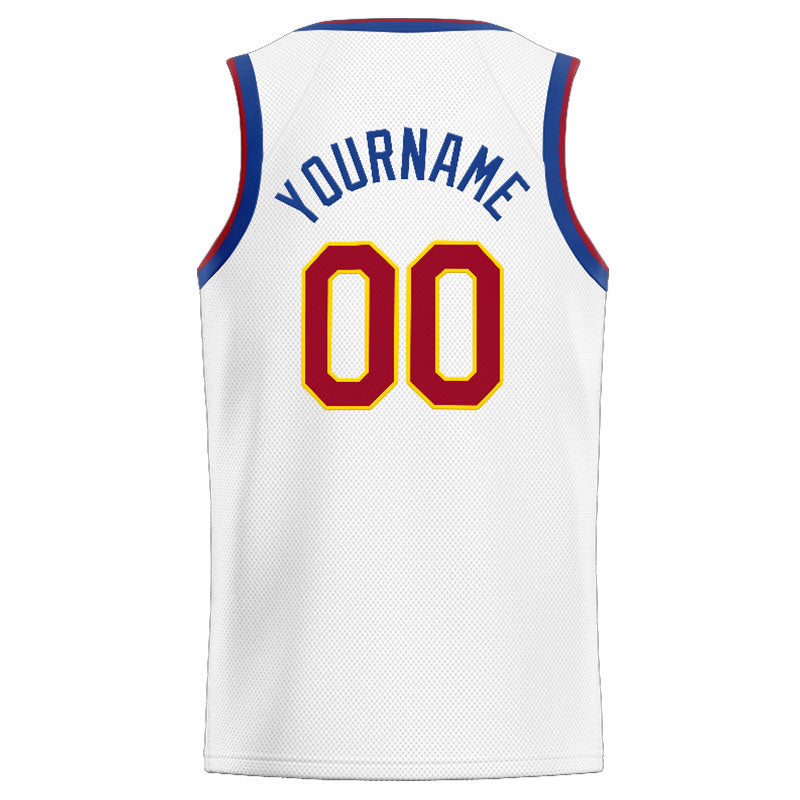 Custom Stitched Basketball Jersey for Men, Women And Kids White-Blue-Red-Yellow