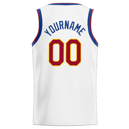 Custom Stitched Basketball Jersey for Men, Women And Kids White-Blue-Red-Yellow