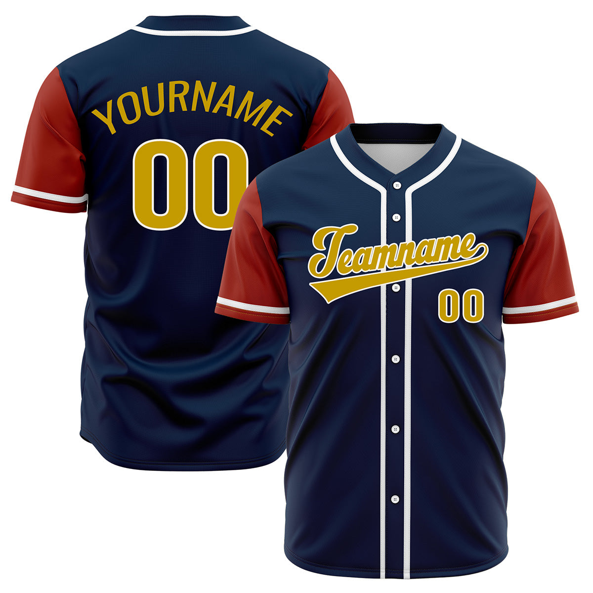 Custom Dark Blue Red Hip Hop Baseball Jersey Stitched Printed - Personalized Name Number Shirts #BB-0919-0054