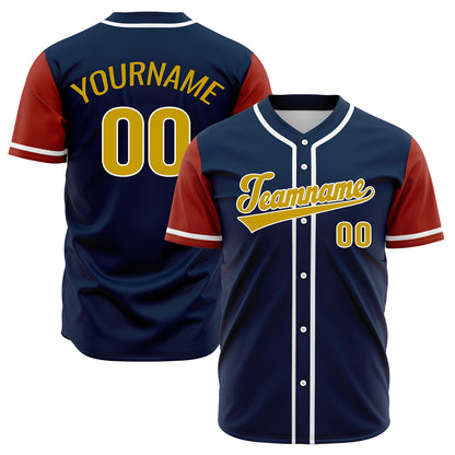 Custom Dark Blue Red Hip Hop Baseball Jersey Stitched Printed - Personalized Name Number Shirts #BB-0919-0054