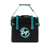 Custom Black Cyan Double Layer Insulated Cooler Bag - 600D Oxford Waterproof Picnic Tote for Camping, Hiking & BBQ - Large Capacity Thermal Lunch Bag