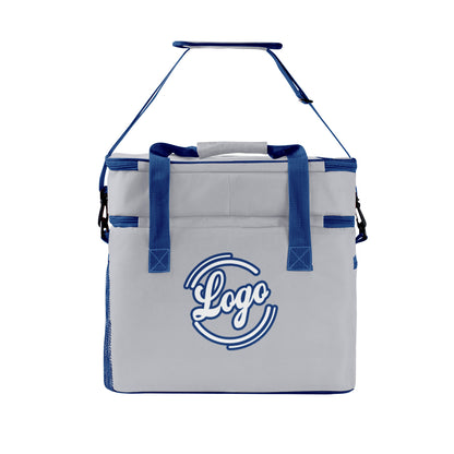 Custom Gray Dark Blue Double Layer Insulated Cooler Bag - 600D Oxford Waterproof Picnic Tote for Camping, Hiking & BBQ - Large Capacity Thermal Lunch Bag