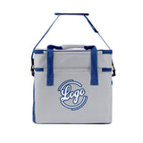 Custom Gray Dark Blue Double Layer Insulated Cooler Bag - 600D Oxford Waterproof Picnic Tote for Camping, Hiking & BBQ - Large Capacity Thermal Lunch Bag