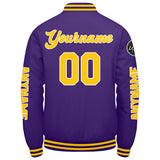 Custom Purple Yellow Varsity Jackets for Men Women Youth Personalized Letterman Jackets