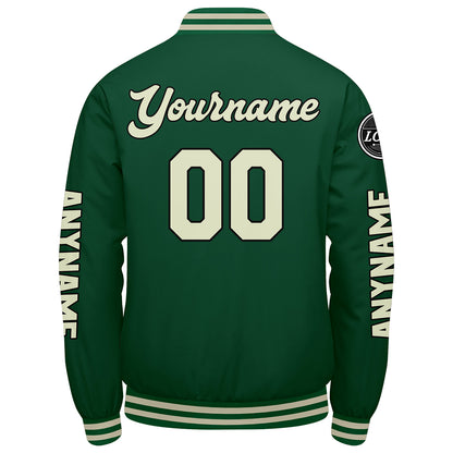 Custom Green Cream Varsity Jackets for Men Women Youth Personalized Letterman Jackets