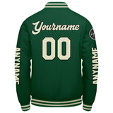 Custom Green Cream Varsity Jackets for Men Women Youth Personalized Letterman Jackets