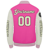Custom Pink Cream Varsity Jackets for Men Women Youth Personalized Letterman Jackets