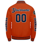 Custom Navy Orange Varsity Jackets for Men Women Youth Personalized Letterman Jackets