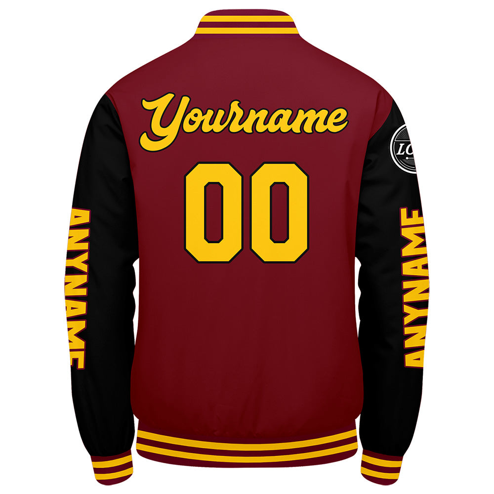 Custom Crimson Black Yellow Varsity Jackets for Men Women Youth Personalized Letterman Jackets