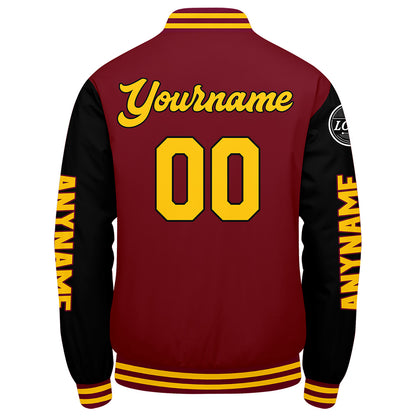 Custom Crimson Black Yellow Varsity Jackets for Men Women Youth Personalized Letterman Jackets