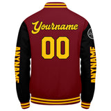 Custom Crimson Black Yellow Varsity Jackets for Men Women Youth Personalized Letterman Jackets