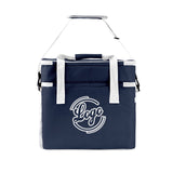 Portable Double Layer Cooler Bag - Waterproof Insulated Picnic Tote for Camping & Family Outings Navy White