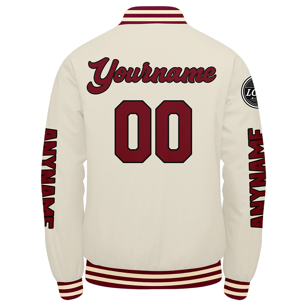 Custom Crimson Cream Varsity Jackets for Men Women Youth Personalized Letterman Jackets