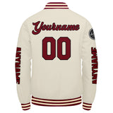 Custom Crimson Cream Varsity Jackets for Men Women Youth Personalized Letterman Jackets
