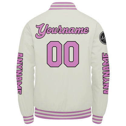 Custom Cream Pink Varsity Jackets for Men Women Youth Personalized Letterman Jackets