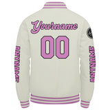 Custom Cream Pink Varsity Jackets for Men Women Youth Personalized Letterman Jackets