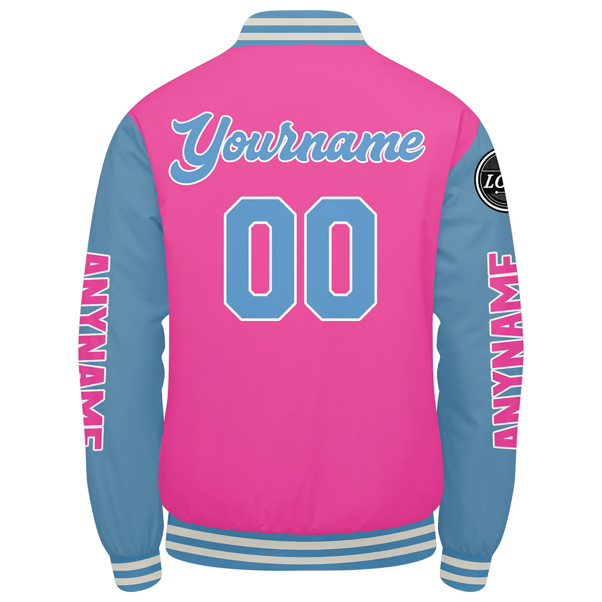 Custom Pink Light Blue Varsity Jackets for Men Women Youth Personalized Letterman Jackets